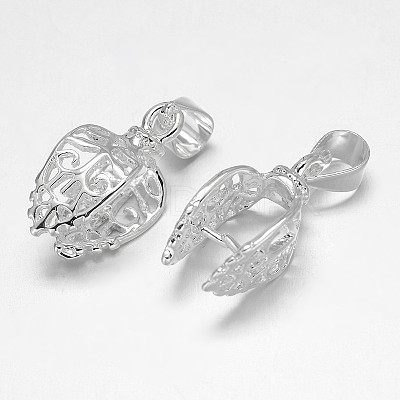Filigree Leaf Rack Plating Brass Pendant Pinch Bails KK-L102-16S-1
