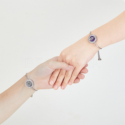 2Sets 2 Styles 316 Surgical Stainless Steel Rhinestone Diffuser Locket Slider Bracelets BJEW-FI0001-84A-1