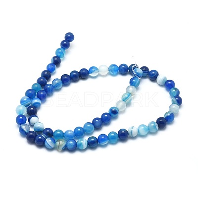 Natural Striped Agate/Banded Agate Beads Strands G-I254-03B-05-1