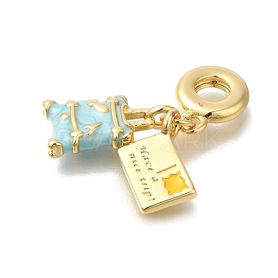 Brass Enamel European Dangle Charms KK-R002-22G-03-1