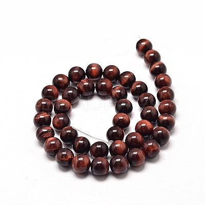 Natural Red Tiger Eye Round Bead Strands G-G735-11-6mm-1