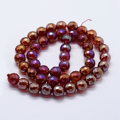 Electroplated Natural Agate Beads Strands G-G749-01A-8mm-1