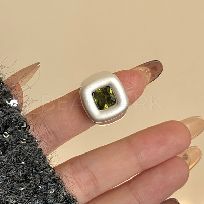 Brass Pave Cubic Zirconia Cuff Open Rings WG61A4F-02-1