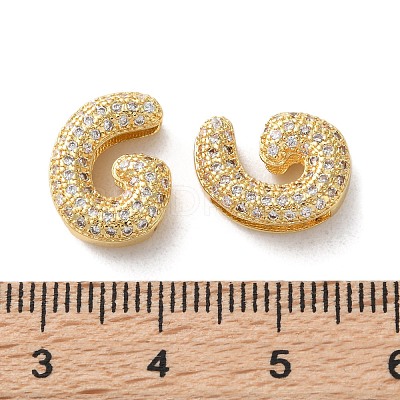 Rack Plating Brass Micro Pave Cubic Zirconia Slide Charms KK-C084-34G-G-1