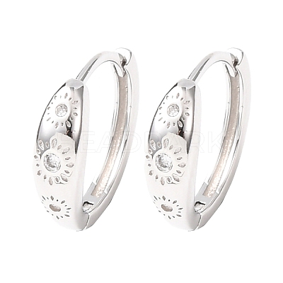 Fireworks 925 Sterling Silver Micro Pave Clear Cubic Zirconia Hoop Earrings EJEW-K317-02P-1