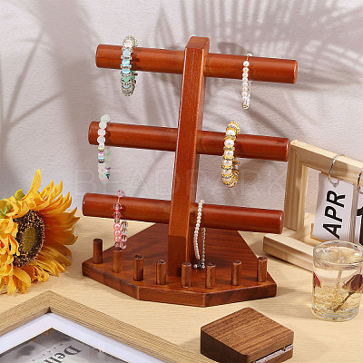Solid Wood Jewelry Set Jewelry Tower Stands for Rings Bracelets Necklaces DJEW-WH0028-005-1