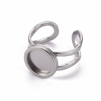 Tarnish Resistant 201 Stainless Steel Cuff Ring Findings STAS-S080-040A-P-1