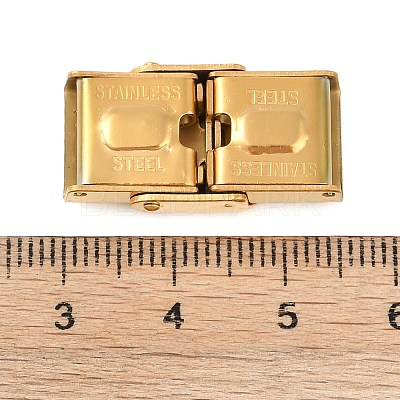 Ion Plating(IP) 201 Stainless Steel Watch Band Clasps STAS-C006-1-02G-01-1