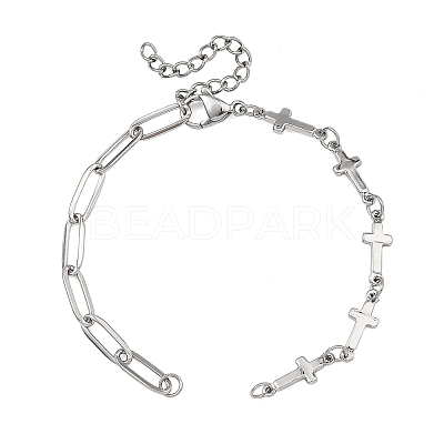 304 Stainless Steel Paperclip Chain and Cross Link Chain Bracelet Making AJEW-JB01642-1
