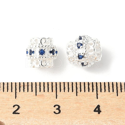 Brass Micro Pave Cubic Zirconia European Beads KK-U067-07S-1