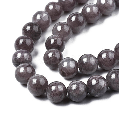 Natural Dyed Yellow Jade Gemstone Bead Strands G-R271-6mm-Y23-1