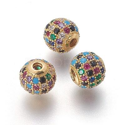 Brass Micro Pave Cubic Zirconia Beads LS-ZIRC-F098-02G-8mm-1