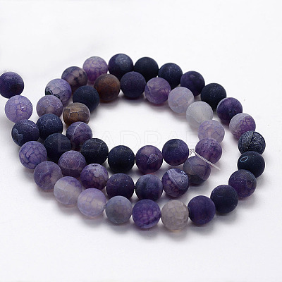 Frosted Natural Weathered Agate Beads Strands G-F374-8mm-01-1