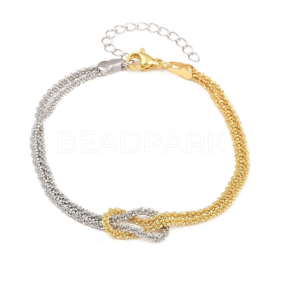 Duo Tone Brass Chain Knot 2-Strand Bracelets for Women KK-CBA68DA-17A-GP-1
