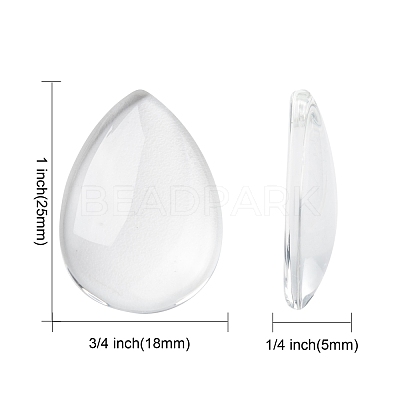 Transparent Teardrop Glass Cabochons GGLA-R024-25x18-1