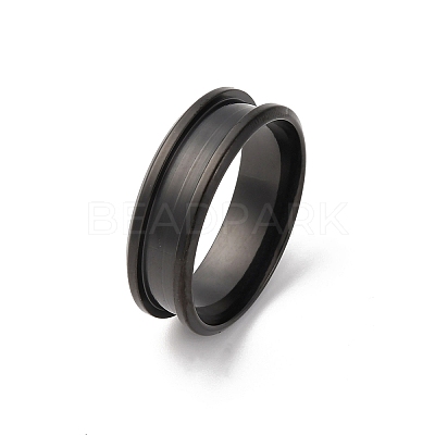 201 Stainless Steel Grooved Finger Ring Settings STAS-TAC0001-10F-B-1