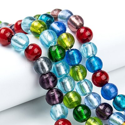 Handmade Silver Foil Glass Beads Strands SL02-1