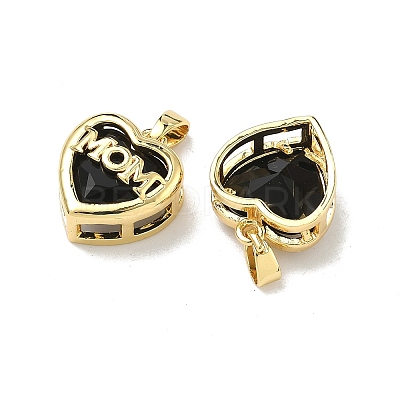Mother's Day Brass Glass Pendants KK-D235-04G-1