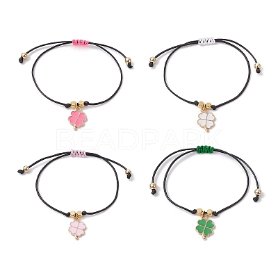 Alloy Enamel Clover Charm Bracelet BJEW-JB09962-1