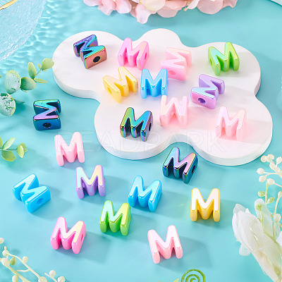 20Pcs UV Plating Opaque Acrylic European Beads OACR-TADJ0001-16M-1