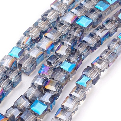 1 Strand Electroplate Glass Beads Strands X-EGLA-D018-4x4mm-16-1