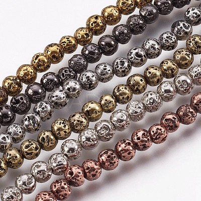 Electroplate Natural Lava Rock Beads Strands G-I200-17-1