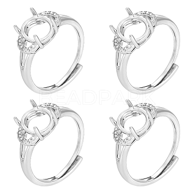 5Pcs Adjustable Brass Solitaire Ring Settings ZIRC-UN0001-19-1