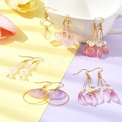 DIY Leaf & Flower Glass Earrings Jewelry Making Kits DIY-FS0007-06-1