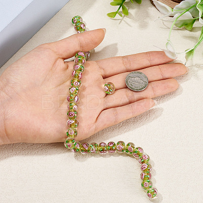 1 Strand Handmade Lampwork Inner Flower Rondelle Beads Strands LAMP-TA0002-72H-1