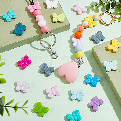 30Pcs 15 Colors Food Grade Eco-Friendly Silicone Focal Beads SIL-PH0001-14-1
