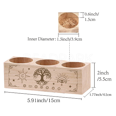 3 Hole Wood Candle Holders DIY-WH0375-006-1