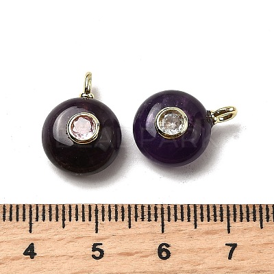 Natural Amethyst Flat Round Pendants G-H318-01G-A-05-1