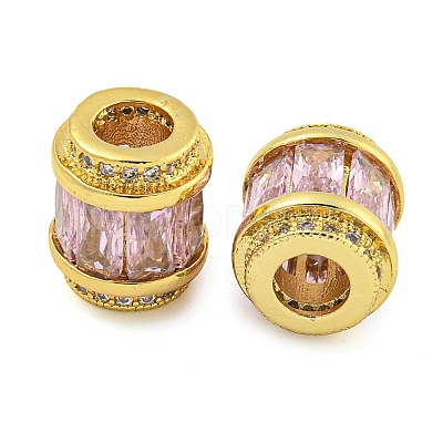 Rack Plating Brass Micro Pave Cubic Zirconia European Beads KK-F089-31G-02-1