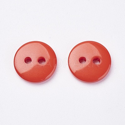2-Hole Flat Round Resin Sewing Buttons for Costume Design BUTT-E119-28L-08-1