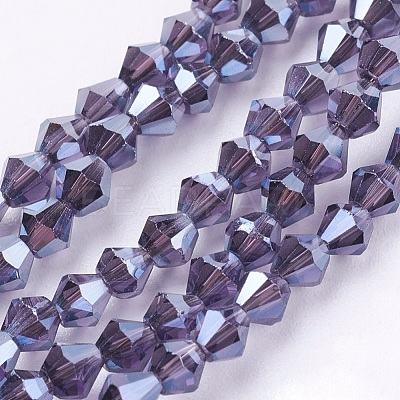 1 Strand Electroplate Glass Beads Strands X-EGLA-J026-3mm-F21-1