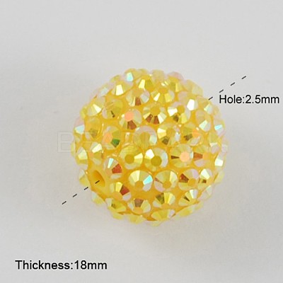 AB Color Chunky Round Resin Rhinestone Bubblegum Ball Beads X-RESI-S256-20mm-SAB10-1