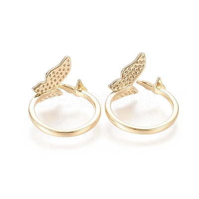 Brass Micro Pave Clear Cubic Zirconia Cuff Rings RJEW-F101-09G-1