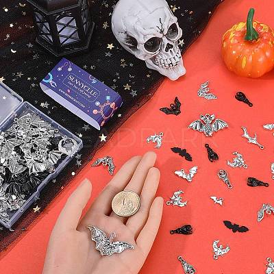 40Pcs 10 Styles Tibetan Style Alloy Pendants TIBEP-SC0003-03-1