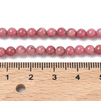 Natural Rhodonite Round Bead Strands G-G735-09-4mm-1