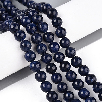 Dyed Natural Mashan Jade Round Beads Strands G-T139-8mm-67G-1
