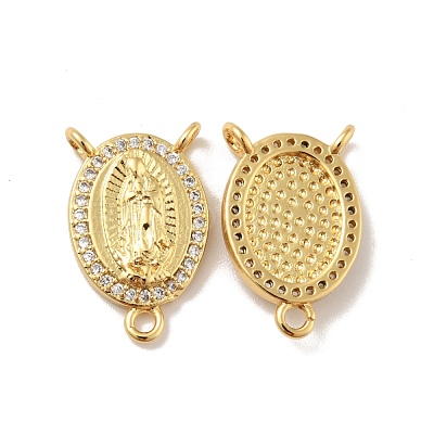 Long-Lasting Rack Plating Brass Micro Pave Cubic Zirconia Chandelier Component Links KK-B059-20G-1