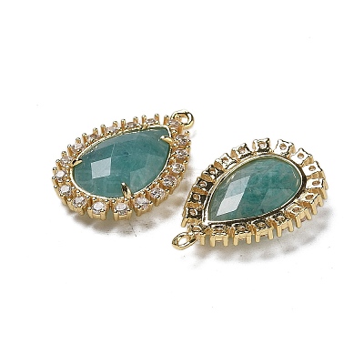 Natural Amazonite Faceted Teardrop Pendants G-I375-01G-12-1