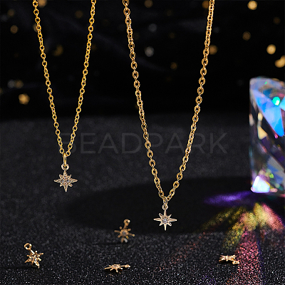16Pcs 2 Styles Brass Micro Pave Cubic Zirconia Charms KK-UN0002-12-1