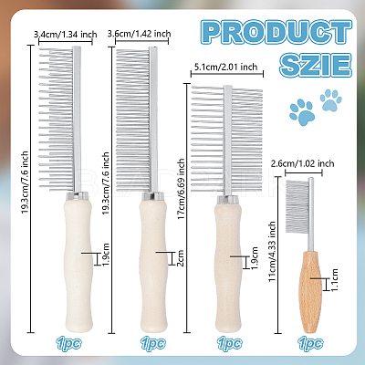 4Pcs 4 Styles Stainless Steel Combs AJEW-OC0013-77-1