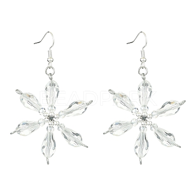 Christmas Snowflake Glass Dangle Earrings EJEW-TA00507-1