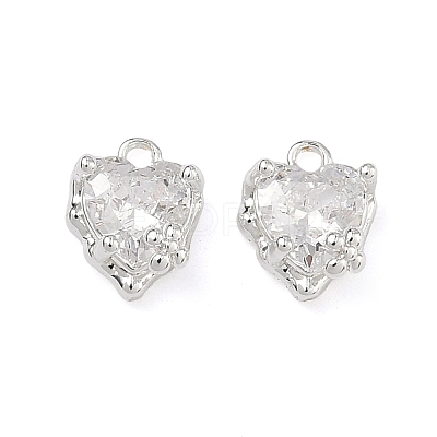 Valentine's Day Brass Micro Pave Clear Cubic Zirconia Charms KK-B172-13S-1