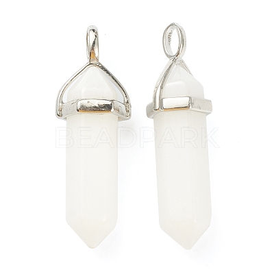 Natural White Jade Pointed Pendants G-M378-01P-A12-1
