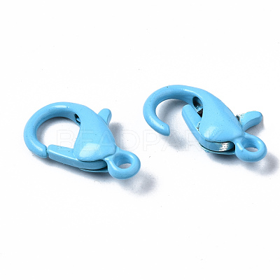 Spray Painted Eco-Friendly Alloy Lobster Claw Clasps X-PALLOY-T080-06E-NR-1