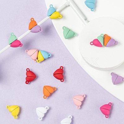 18 Sets 9 Colors Spray Painted Alloy Magnetic Clasps with Loops FIND-LS0001-65-1