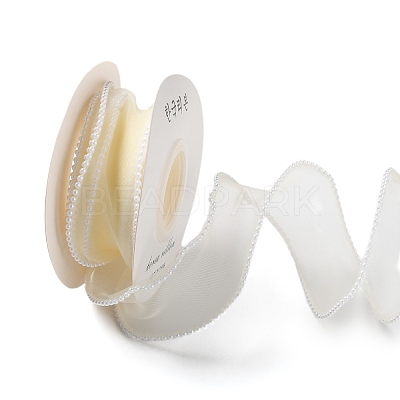 5 Yards ABS Pearl Edged Mesh Ribbon for Bowknot Making OCOR-B004-01A-06-1